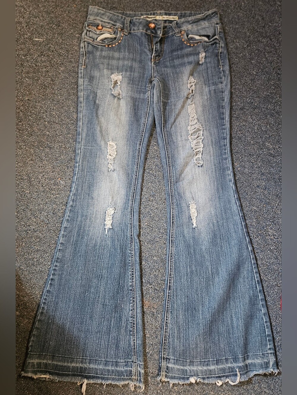 Dollhouse Distressed Light Blue Flare Jeans